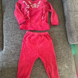 Little Me Red Velour Pajama Set